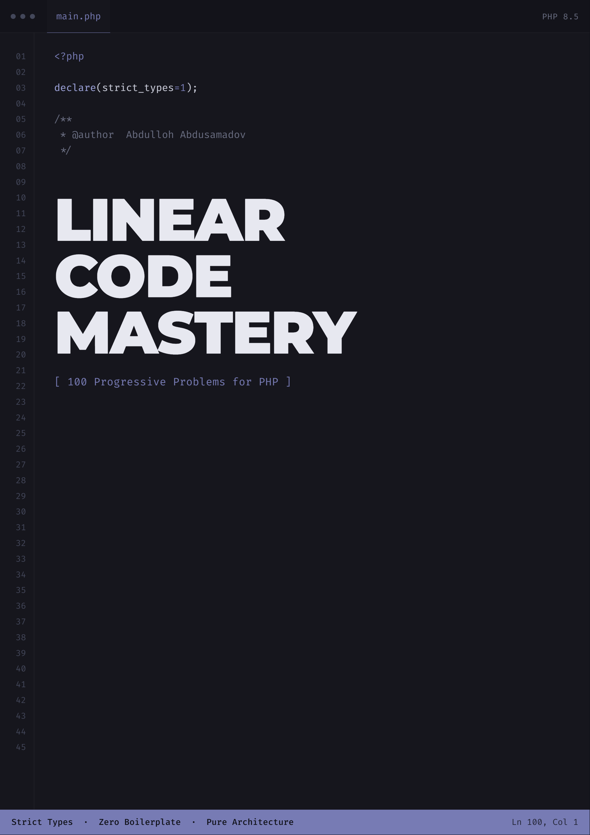 Linear Code Mastery: 100 Progressive Problems for PHP Cover